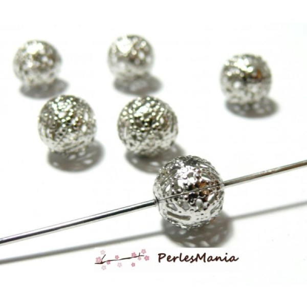 100 Perles intercalaires 2N6713 dentelle metal couleur ARGENT PLATINE - Photo n°1