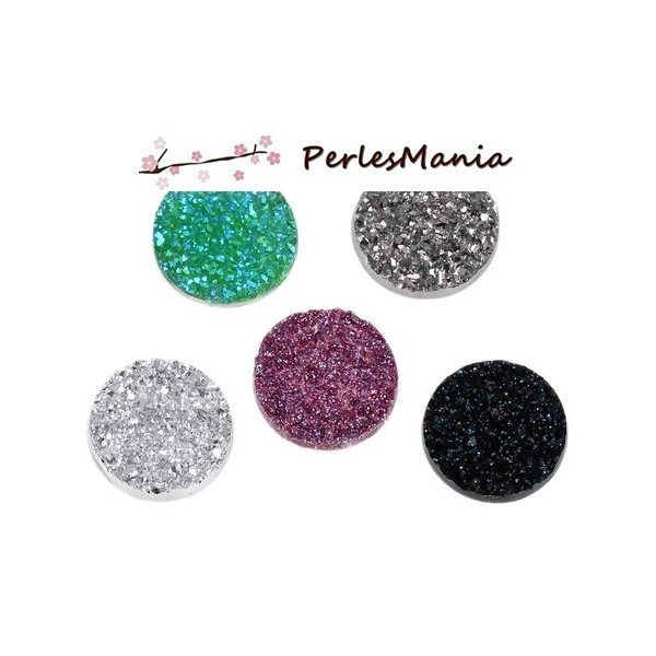 PAX 20 cabochons plat druzy, drusy ronds 18mm MIXED COLOR S1176745 - Photo n°1