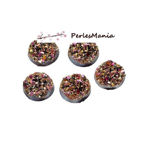 10 cabochons plat druzy, drusy ronds 12mm ( S1176700 ) - Photo n°1