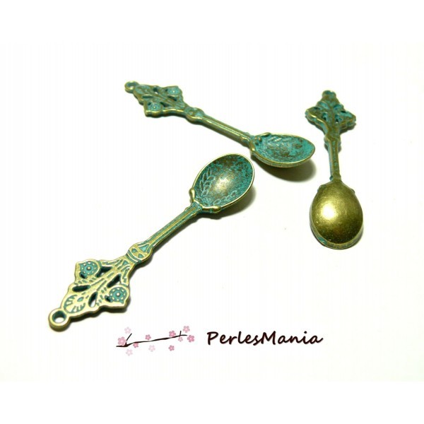 2 pendentifs CUILLERE RETRO PATINE ANCIENNE metal couleur Bronze ( S1182052 ) - Photo n°1