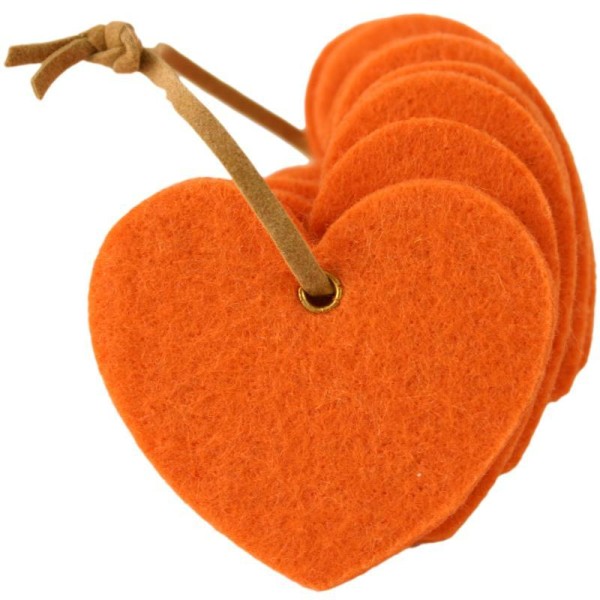 Coeur en feutrine 7 cm orange x8 - Photo n°1