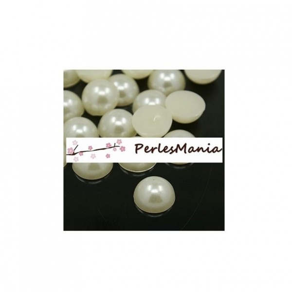 200 cabochons demi perle nacré fond plat IVOIRE Nail Art 6mm couleur 22 - Photo n°1