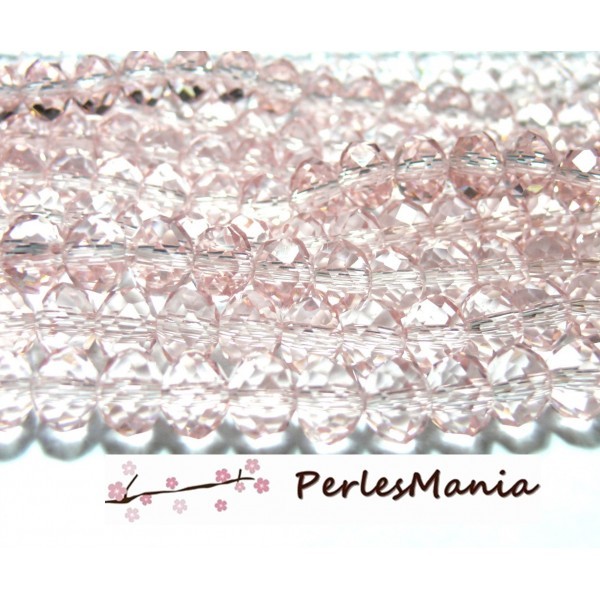 10 perles Rondelles FACETTEES 8 par 10mm Verre ROSE PALE 2J1431 - Photo n°1