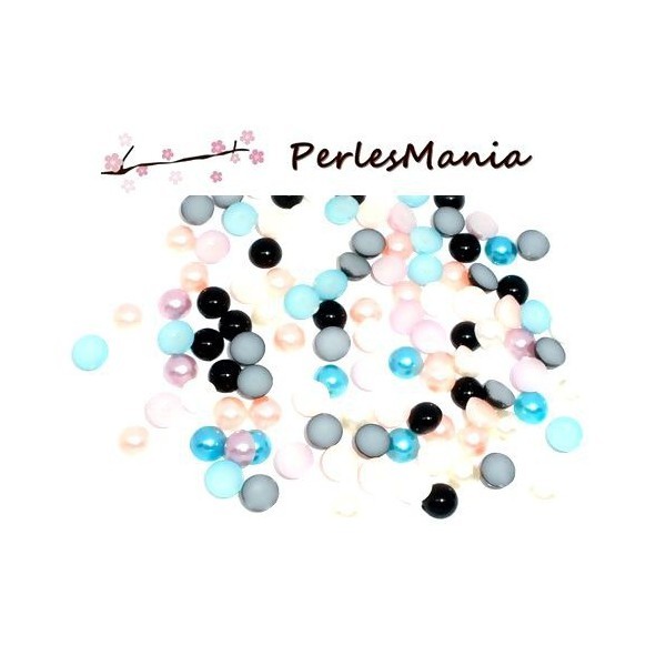 PAX 1000 cabochons demi perle nacré fond plat Multicolore Nail Art 6mm S116417 - Photo n°1