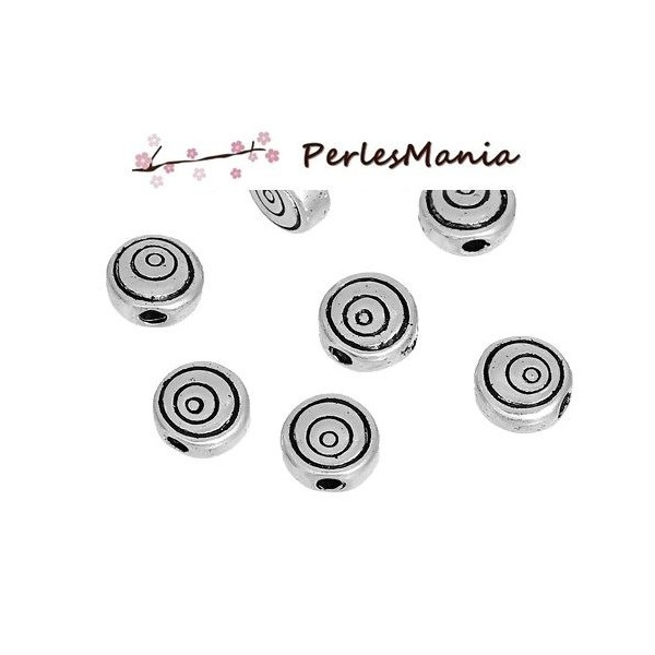 PAX 50 perles intercalaires PLATES FORME SPIRALES 6mm metal couleur ARGENT ANTIQUE S1179979 - Photo n°1