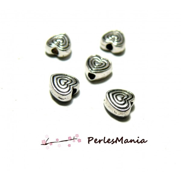 PAX 50 perles intercalaires FORME SPIRALES COEUR 6mm couleur ARGENT ANTIQUE H10742 - Photo n°1