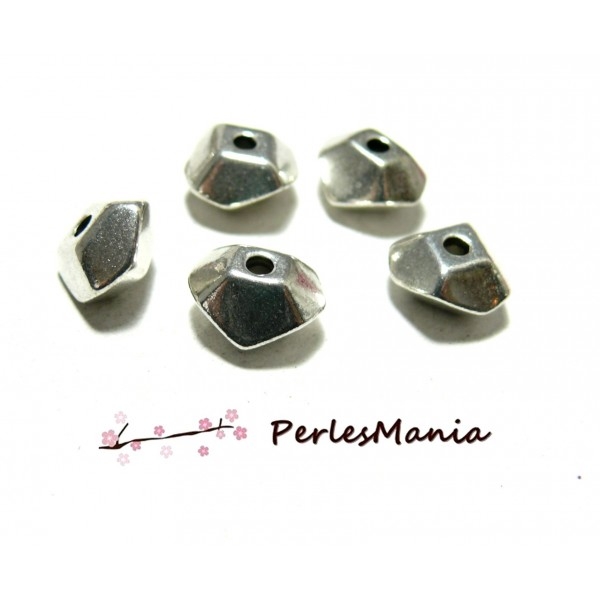 10 perles intercalaires RONDELLES FUTURISTES 6 par 10mm metal ARGENT PLATINE ZN28161 - Photo n°1