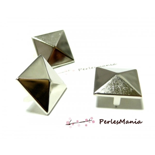 PAX 200 CLOUS RIVETS 9mm pyramide carré à 4 griffes metal ARGENT PLATINE S1122557 - Photo n°1