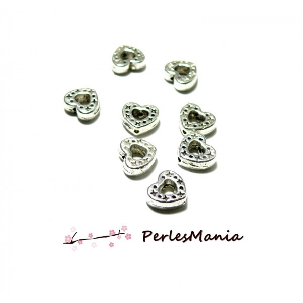 10 perles intercalaire passant COEUR ET ETOILE 8mm ( ZN615 ) - Photo n°1