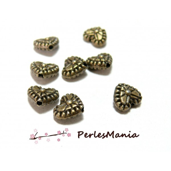 PAX environ 100 perles intercalaires 2B7207 COEUR BIFACE metal couleur Bronze - Photo n°1