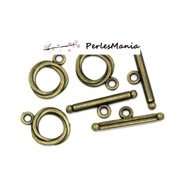 PAX 50 sets fermoirs T toggle TORSADE metal couleur BRONZE S113046 - Photo n°1
