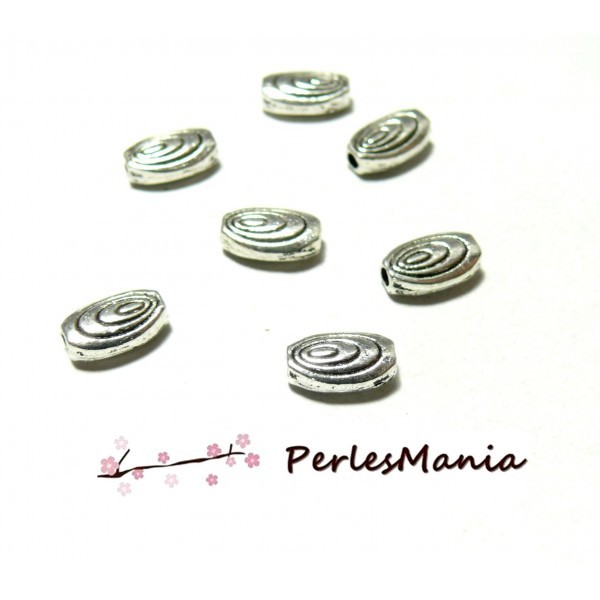 PAX 50 perles intercalaire forme OVALE SPIRALE metal ARGENT ANTIQUE 2B3604 - Photo n°1