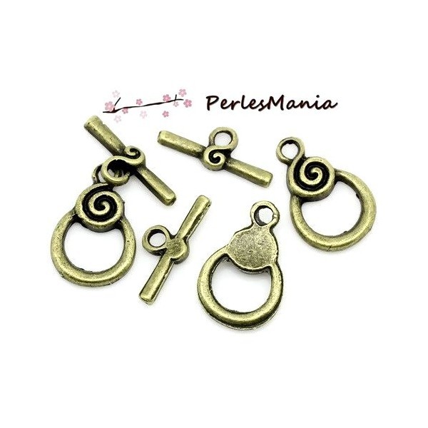 PAX 50 sets fermoirs T toggle Spirale metal couleur BRONZE S1130473 - Photo n°1