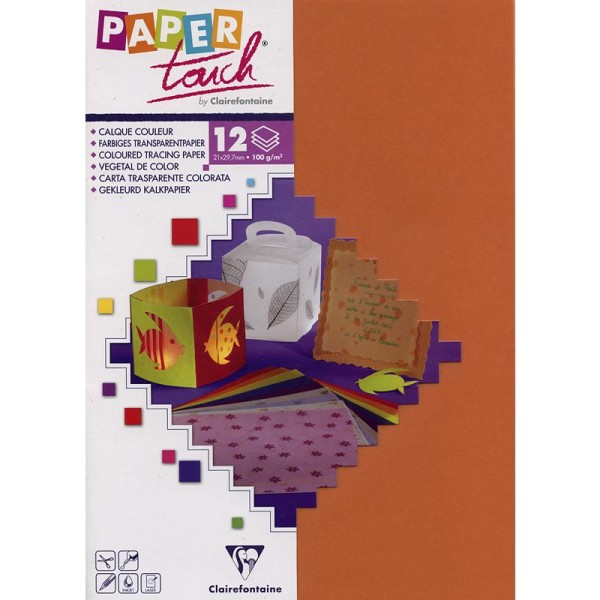 Papier calque couleur Paper Touch A4 Abricot x 12 feuilles - Photo n°1