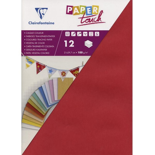 Papier calque couleur Paper Touch A4 Rouge x 12 feuilles - Photo n°1
