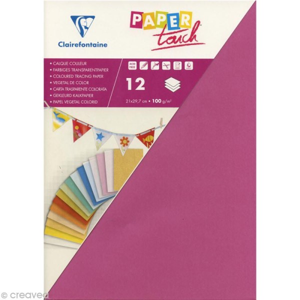 Papier calque couleur Paper Touch A4 Lilas x 12 feuilles - Photo n°1