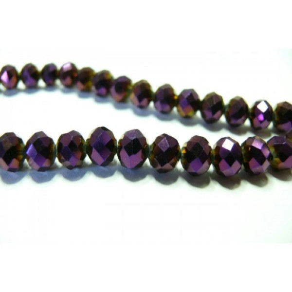 10 Perles de cristal facetté violet 5 par 8mm - Photo n°1