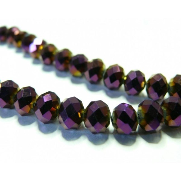 Le fil de 72 perles de cristal facetté violet 5 par 8mm - Photo n°1