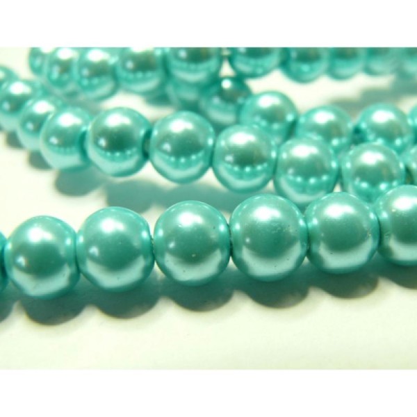 10 Perles de verre nacre bleu ciel 6mm - Photo n°1