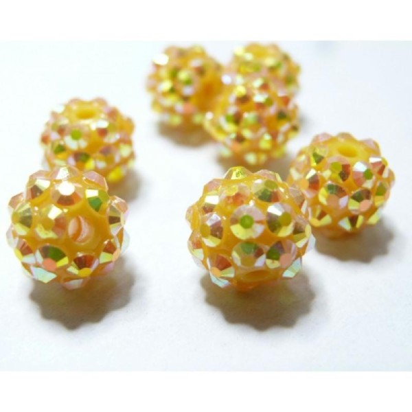 10 Perles shambala jaune 12*10mm - Photo n°1