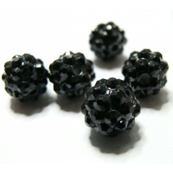 10 Perles shambala noir 12*10mm - Photo n°1