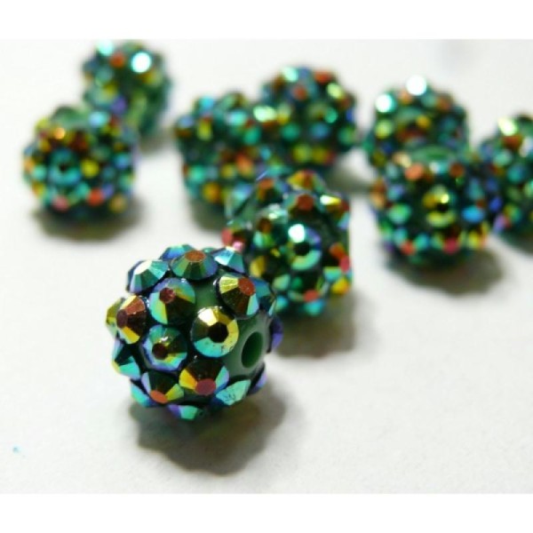 10 Perles shambala vert 12*10mm - Photo n°1
