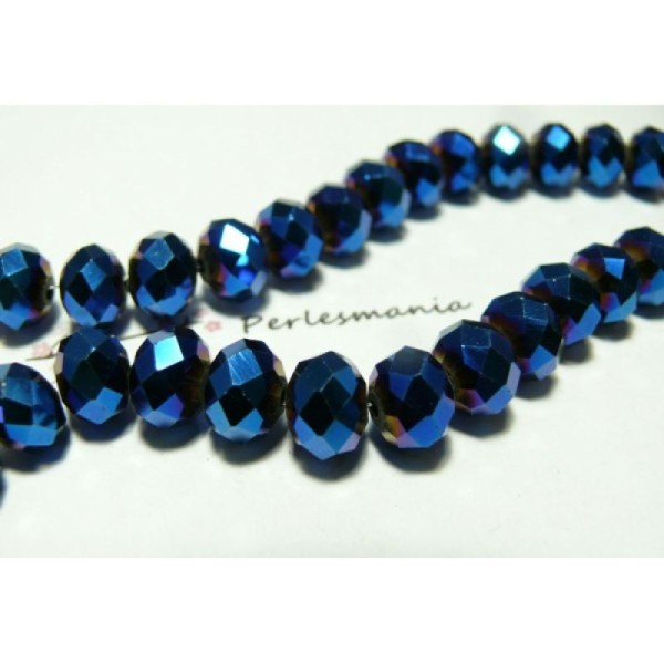 10 Perles facettesé rondelles bleu nuit 6 par 8mm ref - Photo n°1