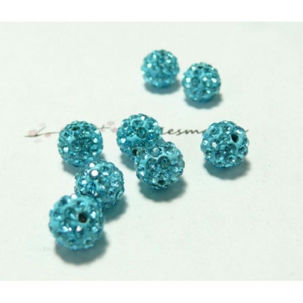 10 Perles shambala 10mm bleu turquoise qualité - Photo n°1