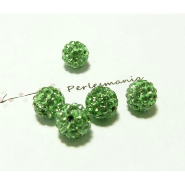 10 Perles shambala 10mm vert qualité - Photo n°1