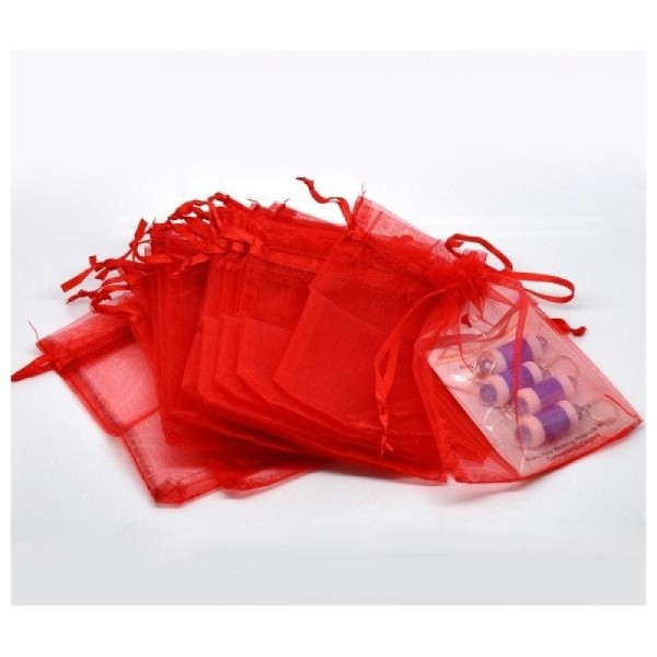 10 Pochettes organza rouge ( 70 par 90mm ) - Photo n°1