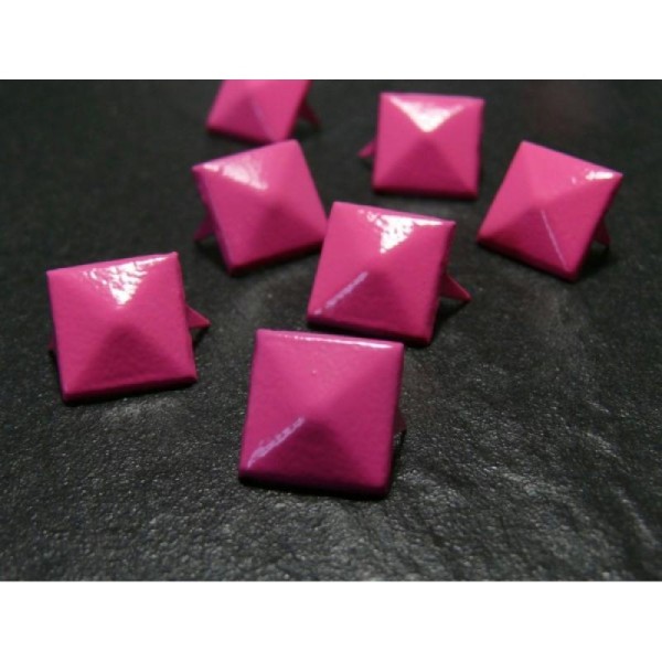 Lot de 10clous rivet 12mm pyramide rose carré à 2 griffes - Photo n°1
