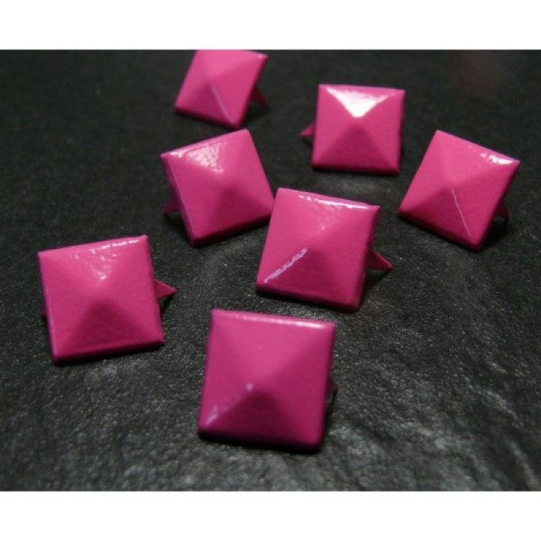 Lot de 50 clous rivet 12mm pyramide rose carré à 2 griffes - Photo n°1