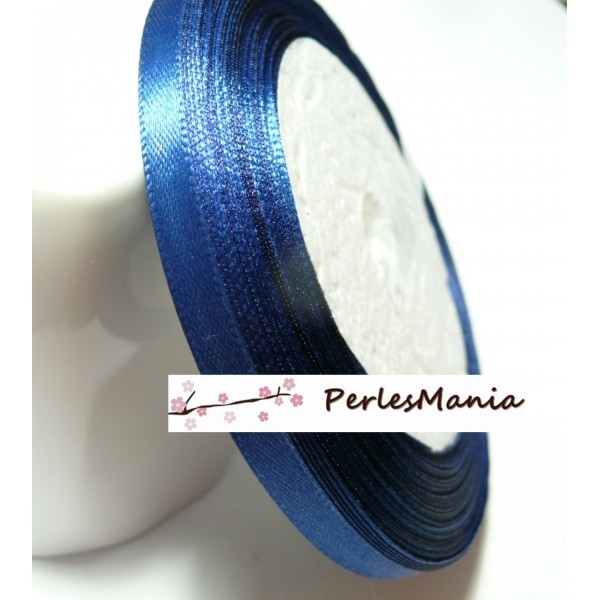 1 rouleau de 22 mètres ruban satin Bleu Nuit 6mm PY028 - Photo n°1