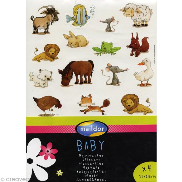 Gommettes repositionnables Baby Animaux x 144 - Photo n°1