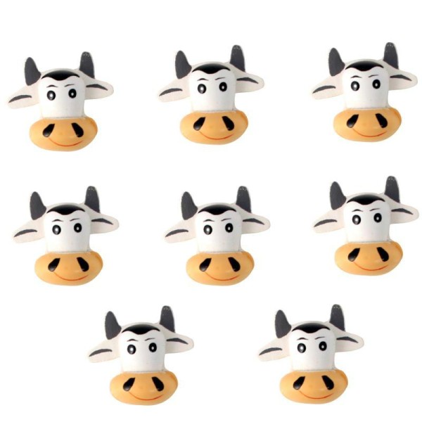 Lot 8 têtes de vaches en bois peint - Photo n°1