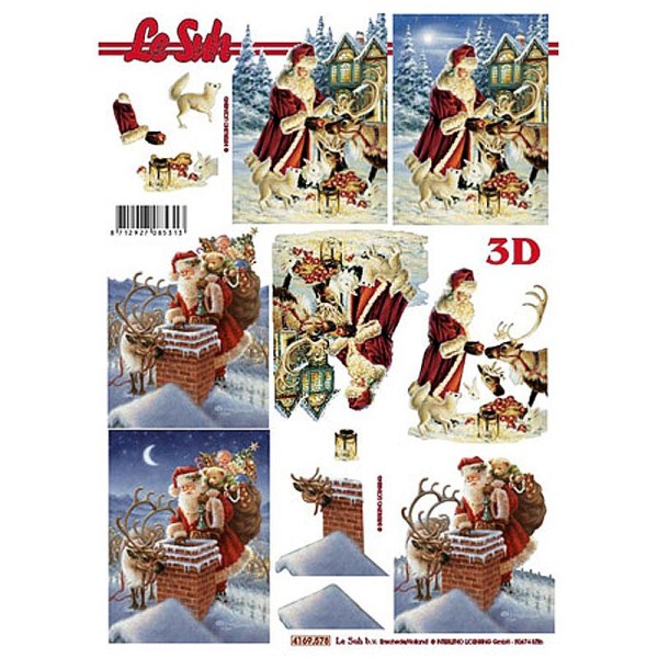 Carte 3D - Père Noël et cheminée 21 x 29,7 cm - Photo n°1