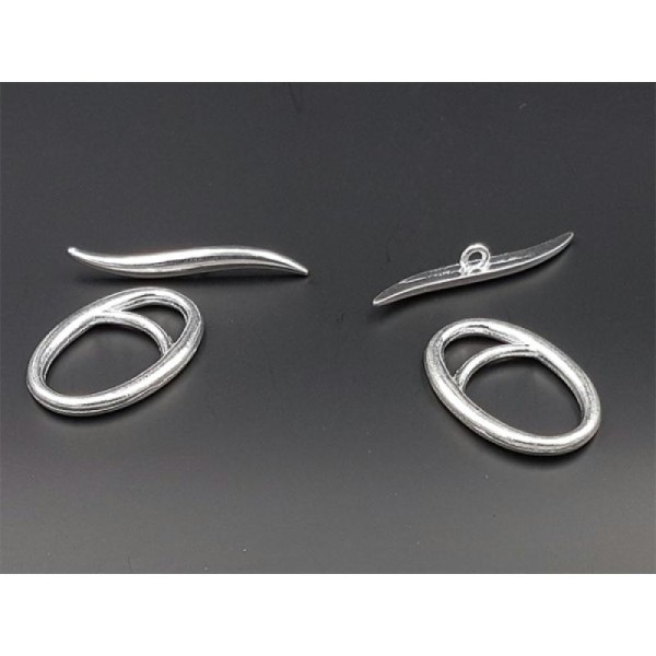 10 Fermoirs Toggles Fermoirs T Forme Ovale Argent Clair - Photo n°1