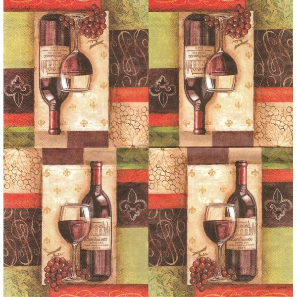 4 Serviettes en papier Vin Rouge Format Cocktail Highland Graphic Inc. 034 Decoupage Decopatch - Photo n°2