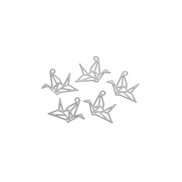 Breloque/Pendentif origami oiseau 29 x 23 mm argenté - Photo n°1
