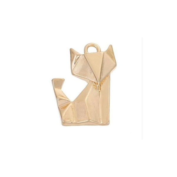 Breloque/Pendentif origami renard 22 x 16 mm doré - Photo n°1