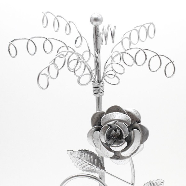 Porte bijoux porte bijoux belle rose pour collier et boucle d'oreille Gris - Photo n°2