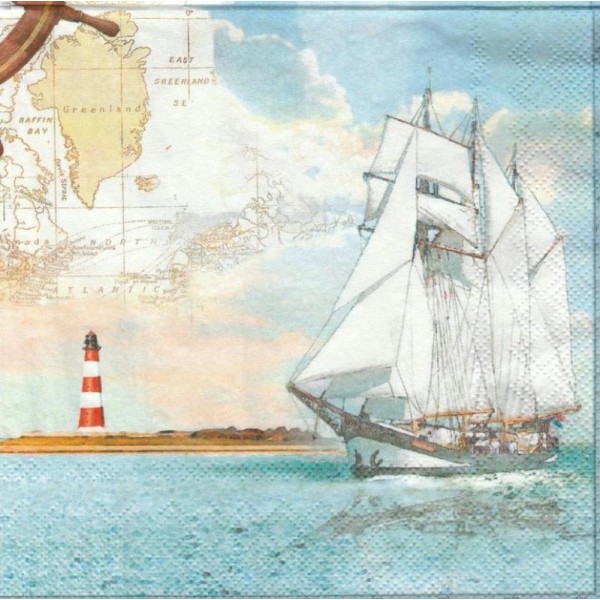 4 Serviettes en papier Voyage en mer Format Lunch - Photo n°1