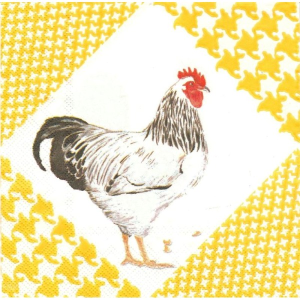 4 Serviettes en papier Coq Poule Format Lunch - Photo n°2