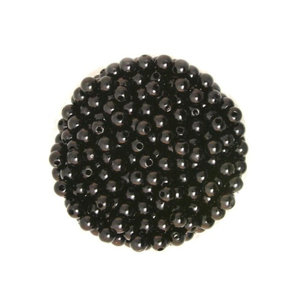 Lot de 100 Perles ronde nacré acrylique noir 6 mm - Photo n°1