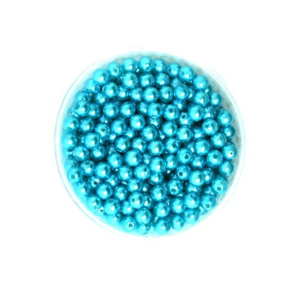 Lot de 100 Perles ronde nacré acrylique bleu clair 6 mm - Photo n°1