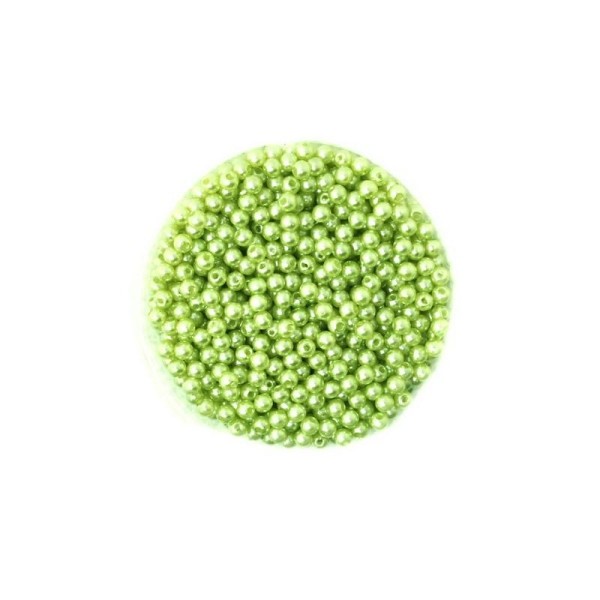 100 Petite perles ronde nacré acrylique vert clair 4 mm - Photo n°1