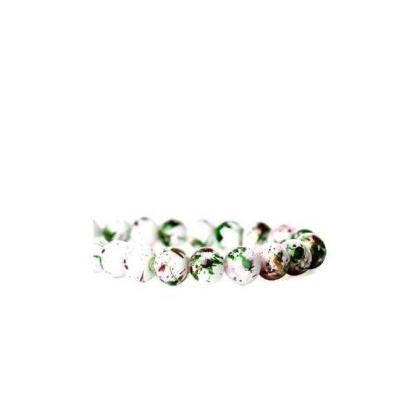 10 Perles howlite en verre  8 mm - Couleur à effet tachetée - Photo n°1