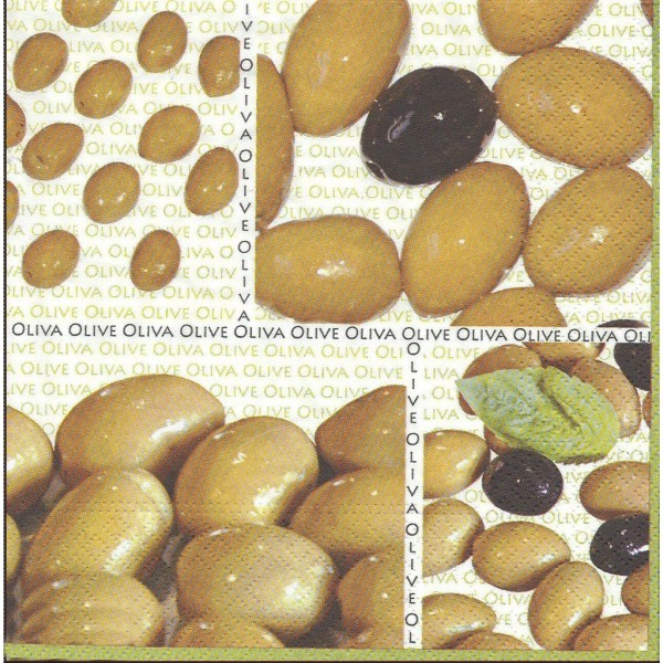 4 Serviettes en papier Olives Cuisine Format Lunch Decoupage Decopatch LU101027  Sweet Pac - Photo n°1