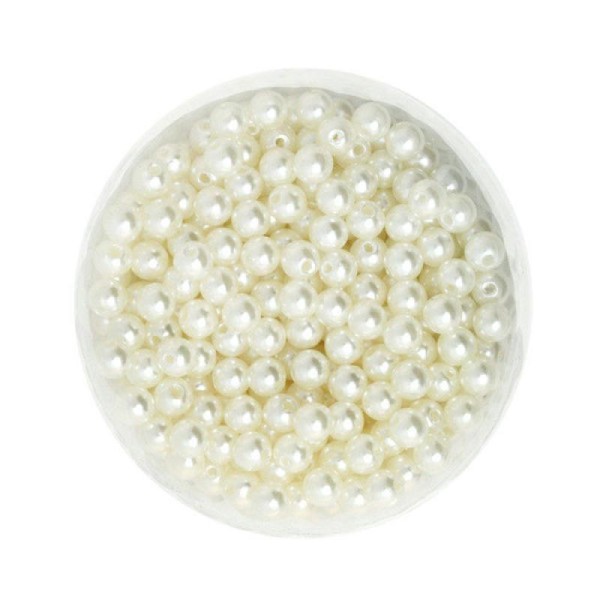 100 Petite perles ronde nacré acrylique ivoire 4 mm - Photo n°1