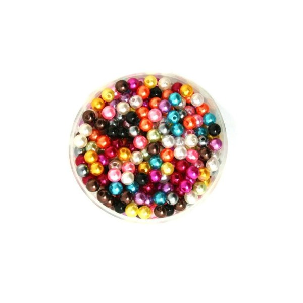 Lot de 100 Perles ronde nacré acrylique multicolore 6 mm - Photo n°1